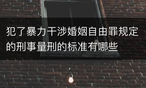 犯了暴力干涉婚姻自由罪规定的刑事量刑的标准有哪些