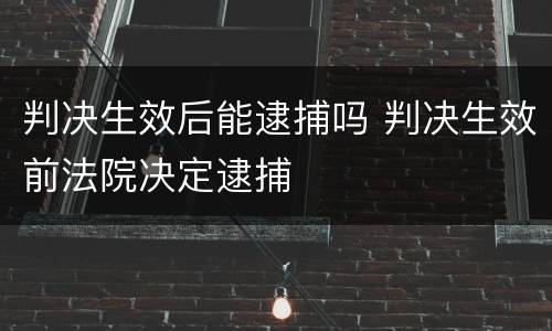 判决生效后能逮捕吗 判决生效前法院决定逮捕