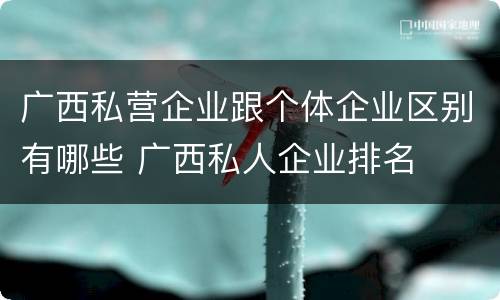 广西私营企业跟个体企业区别有哪些 广西私人企业排名