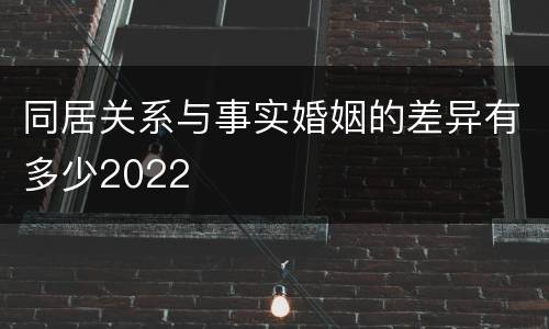 同居关系与事实婚姻的差异有多少2022