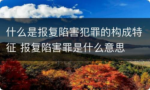 什么是报复陷害犯罪的构成特征 报复陷害罪是什么意思