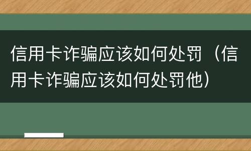 信用卡诈骗应该如何处罚（信用卡诈骗应该如何处罚他）