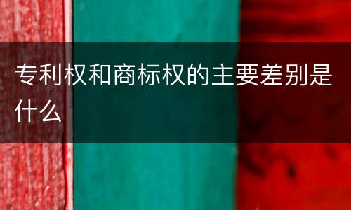 专利权和商标权的主要差别是什么