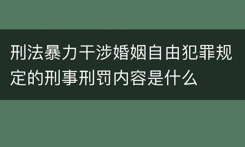 刑法暴力干涉婚姻自由犯罪规定的刑事刑罚内容是什么