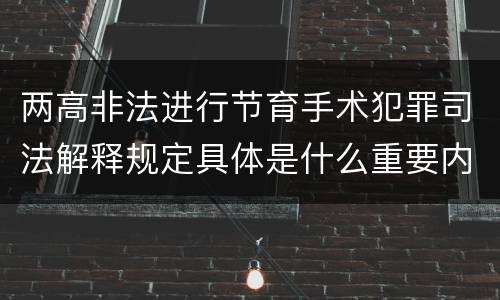 两高非法进行节育手术犯罪司法解释规定具体是什么重要内容