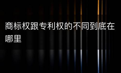 商标权跟专利权的不同到底在哪里