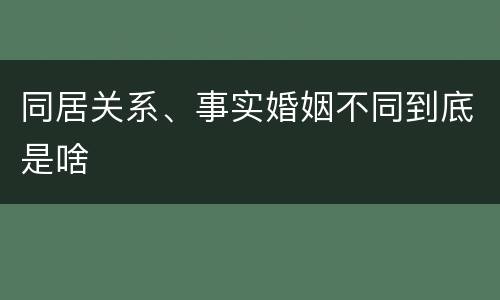 同居关系、事实婚姻不同到底是啥