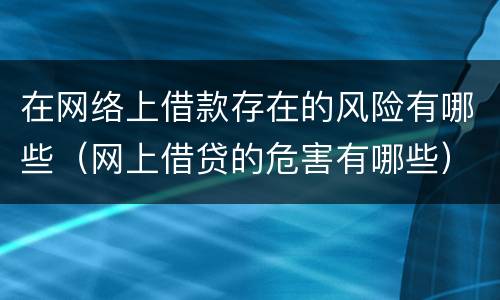 在网络上借款存在的风险有哪些（网上借贷的危害有哪些）