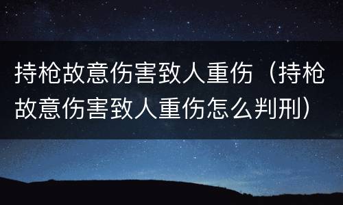 持枪故意伤害致人重伤（持枪故意伤害致人重伤怎么判刑）