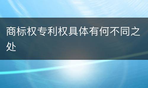 商标权专利权具体有何不同之处