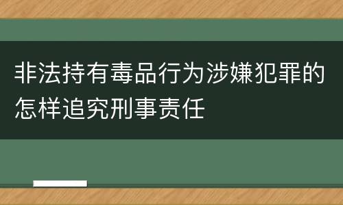 非法持有毒品行为涉嫌犯罪的怎样追究刑事责任