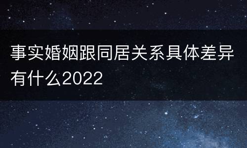 事实婚姻跟同居关系具体差异有什么2022