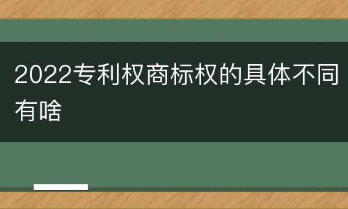 2022专利权商标权的具体不同有啥