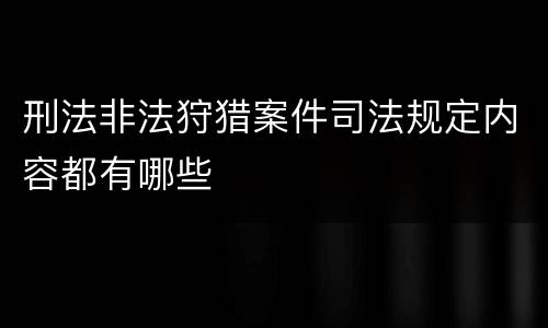 刑法非法狩猎案件司法规定内容都有哪些