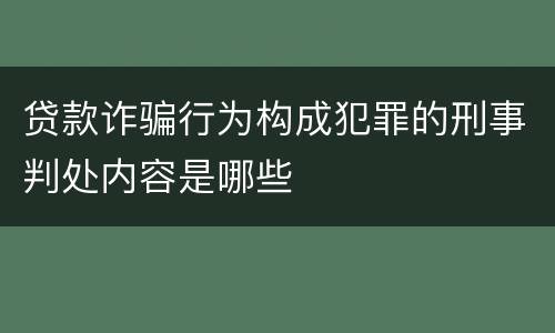 贷款诈骗行为构成犯罪的刑事判处内容是哪些