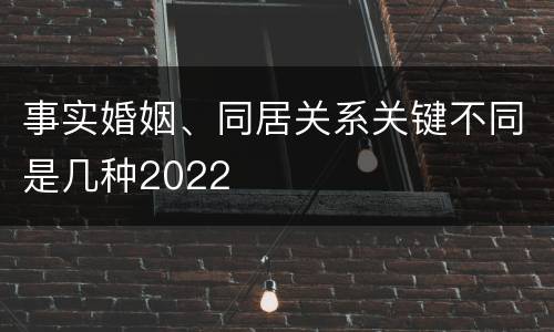 事实婚姻、同居关系关键不同是几种2022