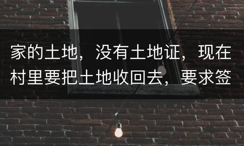 家的土地，没有土地证，现在村里要把土地收回去，要求签协议，怎么处理