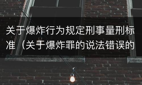 关于爆炸行为规定刑事量刑标准（关于爆炸罪的说法错误的是）