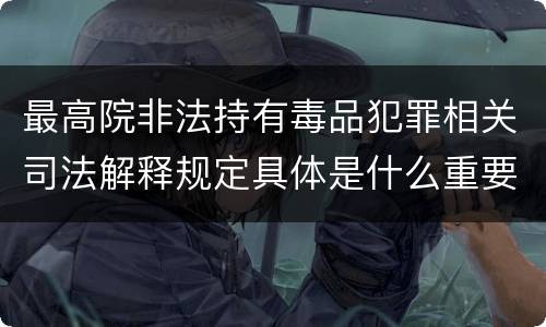 最高院非法持有毒品犯罪相关司法解释规定具体是什么重要内容