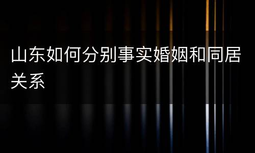 山东如何分别事实婚姻和同居关系