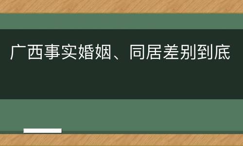 广西事实婚姻、同居差别到底