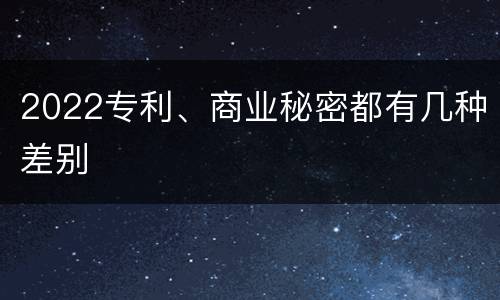 2022专利、商业秘密都有几种差别