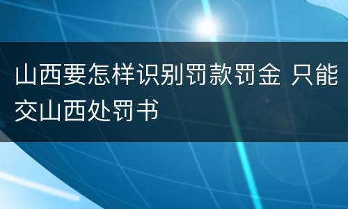 山西要怎样识别罚款罚金 只能交山西处罚书