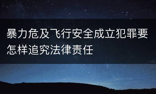 暴力危及飞行安全成立犯罪要怎样追究法律责任