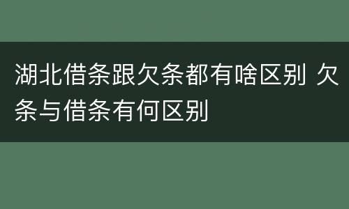 湖北借条跟欠条都有啥区别 欠条与借条有何区别