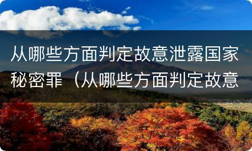 从哪些方面判定故意泄露国家秘密罪（从哪些方面判定故意泄露国家秘密罪的行为）