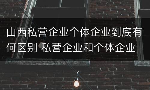 山西私营企业个体企业到底有何区别 私营企业和个体企业