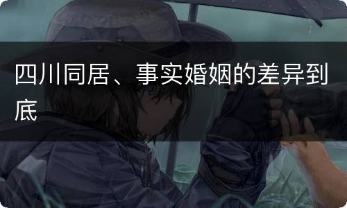 四川同居、事实婚姻的差异到底