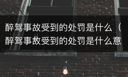 醉驾事故受到的处罚是什么（醉驾事故受到的处罚是什么意思）