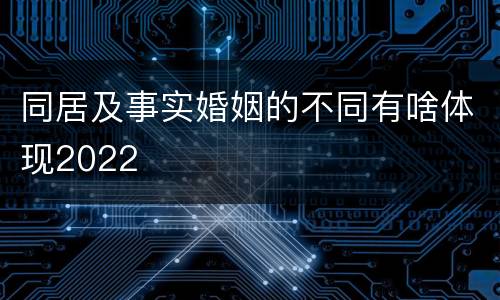 同居及事实婚姻的不同有啥体现2022