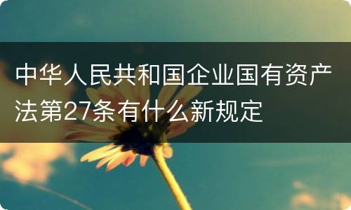 中华人民共和国企业国有资产法第27条有什么新规定