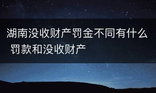 湖南没收财产罚金不同有什么 罚款和没收财产