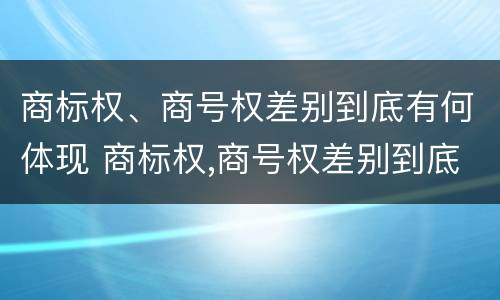 商标权、商号权差别到底有何体现 商标权,商号权差别到底有何体现呢