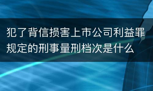 犯了背信损害上市公司利益罪规定的刑事量刑档次是什么