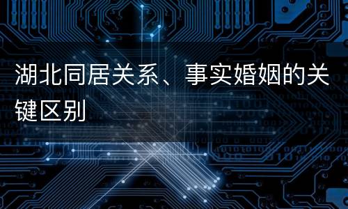 湖北同居关系、事实婚姻的关键区别