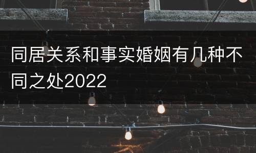 同居关系和事实婚姻有几种不同之处2022