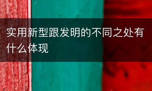 实用新型跟发明的不同之处有什么体现