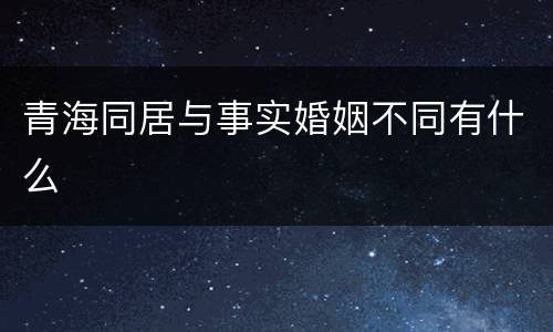 青海同居与事实婚姻不同有什么