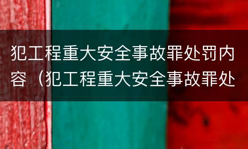 犯工程重大安全事故罪处罚内容（犯工程重大安全事故罪处罚内容包括）