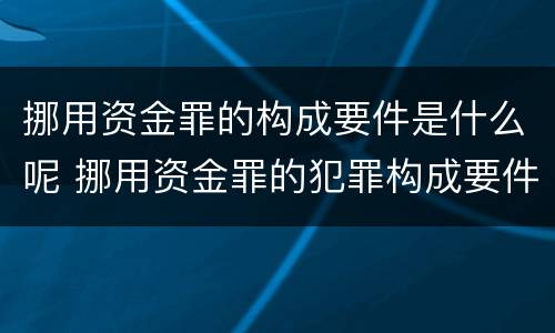 挪用资金罪的构成要件是什么呢 挪用资金罪的犯罪构成要件