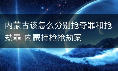 内蒙古该怎么分别抢夺罪和抢劫罪 内蒙持枪抢劫案