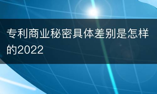 专利商业秘密具体差别是怎样的2022