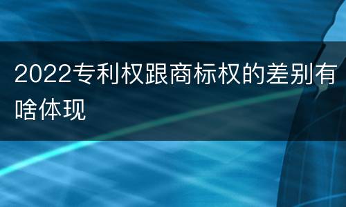 2022专利权跟商标权的差别有啥体现