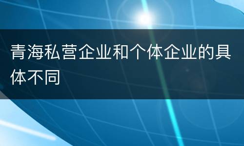 青海私营企业和个体企业的具体不同