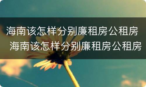 海南该怎样分别廉租房公租房 海南该怎样分别廉租房公租房和私租房