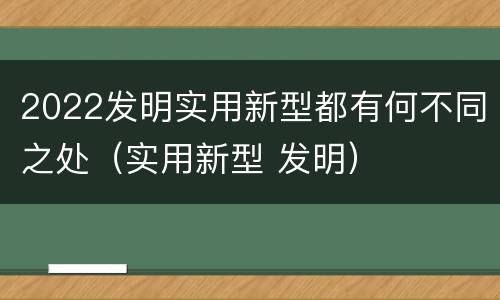 2022发明实用新型都有何不同之处（实用新型 发明）